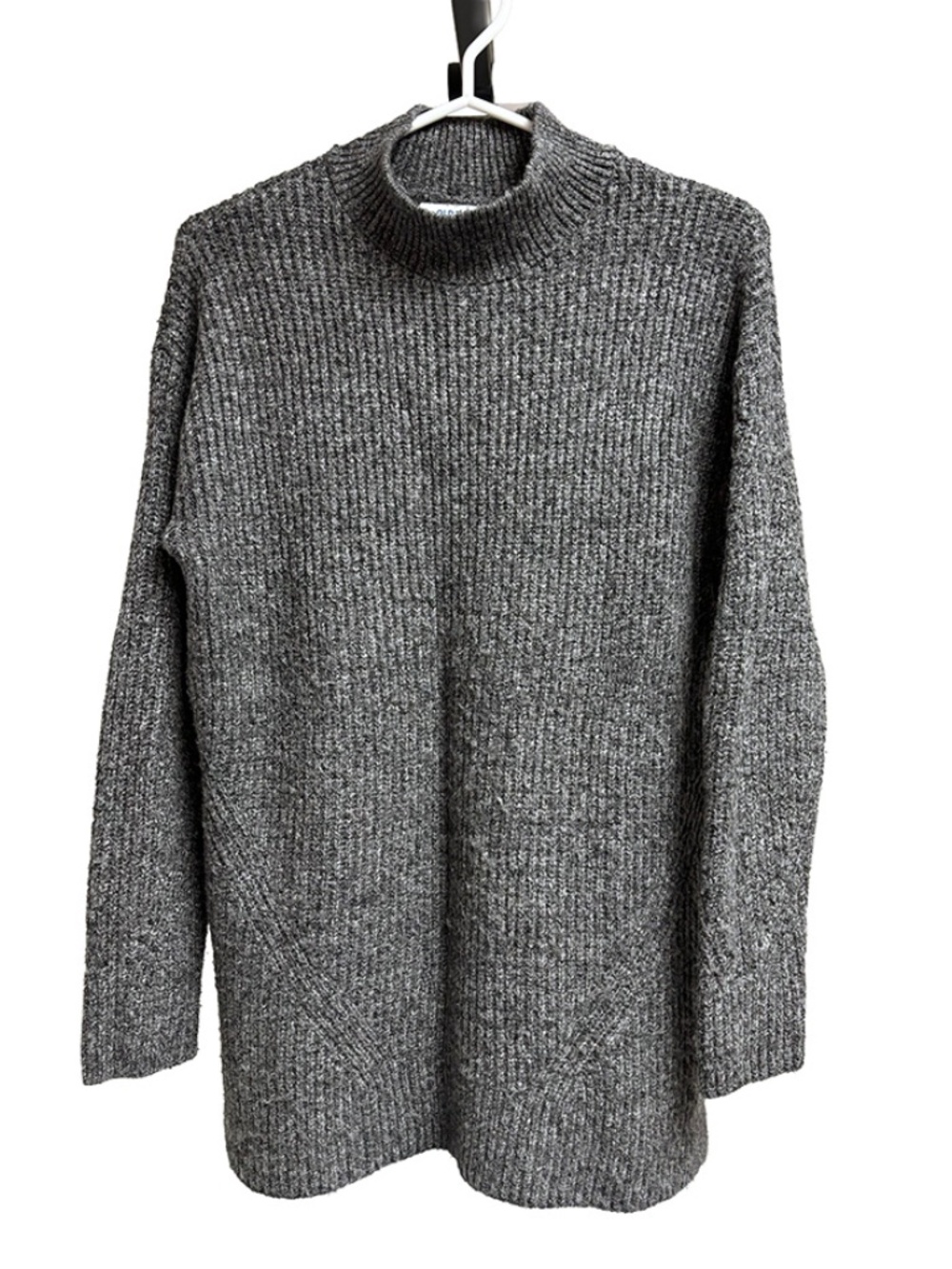ld Navy Marled Mock Neck Tunic Sweater – Medium